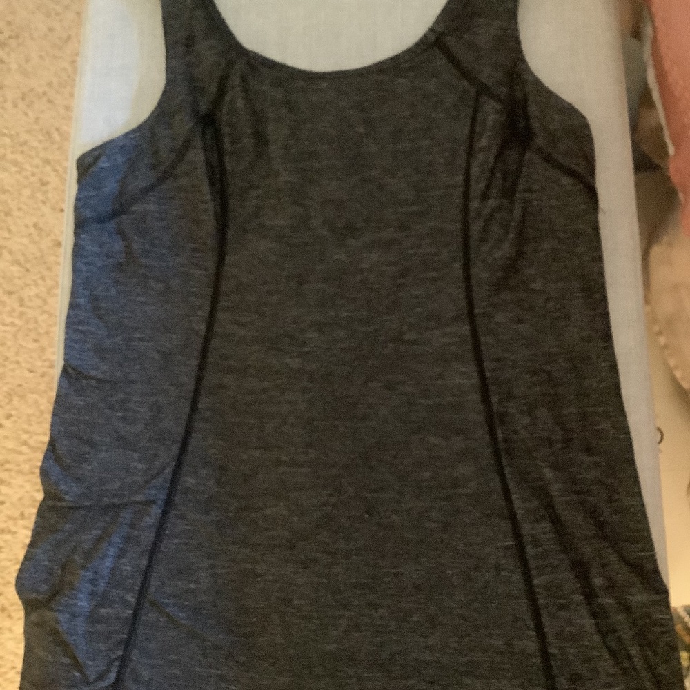 Lululemon  large dark heather gray tank with back ruffle